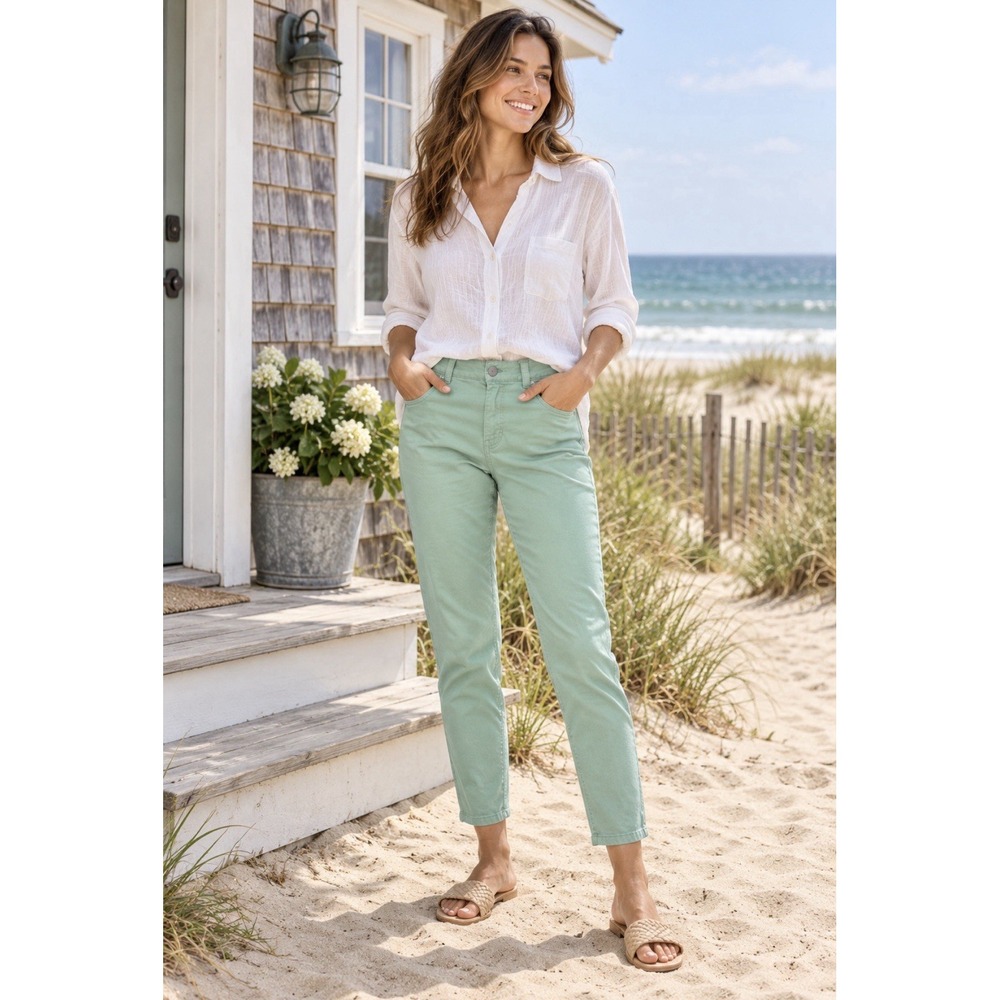Democracy Plus Size 16 Green "Ab"Solution Stretch Pants Women's Slim Straight